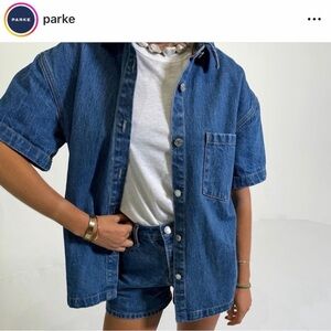 Parke Short Sleeve Blue Denim Shirt - XS